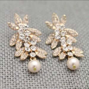 Crystal Bohemian Pearl Gold Earrings